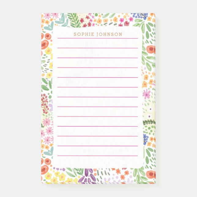 Aquarell-Frühlings-hübsche-Blumen-Blumenmuster-hüb Post-it Klebezettel (Vorderseite)