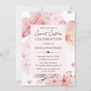 Aquarell-Frühlings-Kirschblüten Sweet Sixteen Einladung