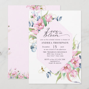 Aquarell-Frühlings-Rosa-Blumen-Brautparty Einladung
