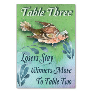 Aquarell Frühlings-Vogel Bunco Tabelle-drei Tischnummer