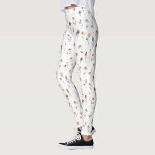 Aquarell-Frühlings-Wildblumen-Botanik-Frauen Leggings