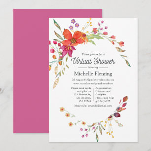 Aquarell-Frühlings-Wildblumen-Virtual-Baby-Shower Einladung