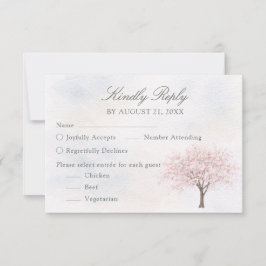Aquarell-Frühlingsbaum-Hochzeits-RSVP-Karte RSVP Karte