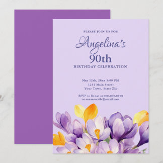 Aquarell Frühlingsblumen 90. Geburtstag Einladung
