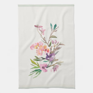 Aquarell-Frühlingsblumen-Akzente Botanik Geschirrtuch