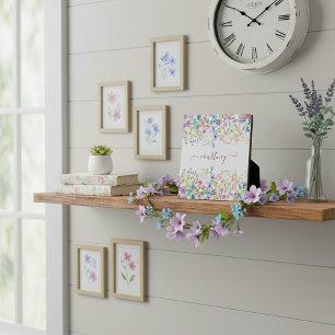 Aquarell-Frühlingsblumen personalisiert Fotoplatte