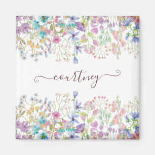 Aquarell-Frühlingsblumen personalisiert   Magnet