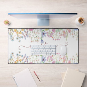 Aquarell-Frühlingsblumen personalisiert Schreibtischunterlage
