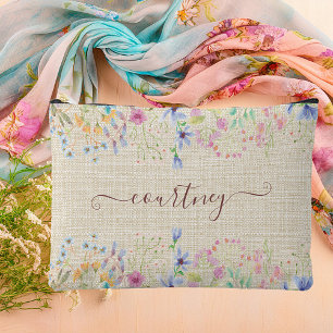 Aquarell-Frühlingsblumen personalisiert Zubehörtasche