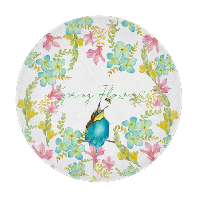 Aquarell Frühlingsblumen  Schneidebrett (Vorderseite)