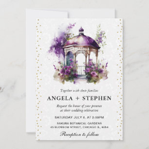 Aquarell Frühlingsgarten Pavillon Hochzeit Einladung