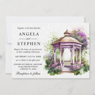 Aquarell Frühlingsgarten Pavillon Hochzeit Einladung