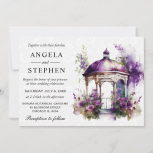 Aquarell Frühlingsgarten Pavillon Hochzeit Einladung
