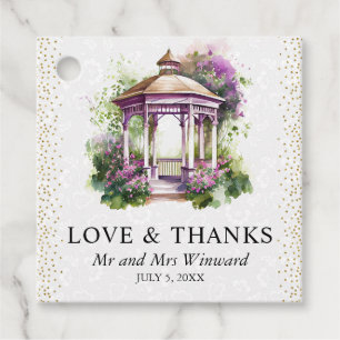 Aquarell Frühlingsgarten Pavillon Hochzeit Geschenkanhänger