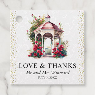 Aquarell Frühlingsgarten Pavillon Hochzeit Geschenkanhänger