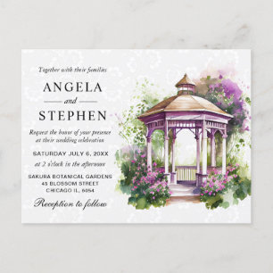 Aquarell Frühlingsgarten Pavillon Hochzeit Postkarte