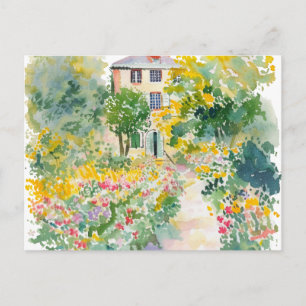 Aquarell-Frühlingsnatur Farbige Handzeichnung Postkarte