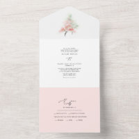 Aquarell Frühlingsrosé & Grüne Bäume Alles in Eine