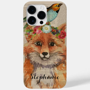 Aquarell-Fuchs-Blumen-Collage Personalisierter Nam Case-Mate iPhone 14 Pro Max Hülle