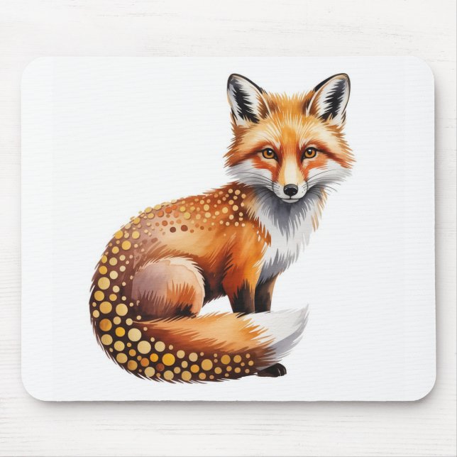 Aquarell-Fuchs- & Herbstpunkte-Mauspad Mousepad (Vorne)