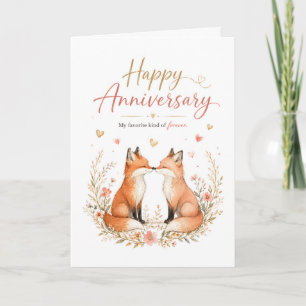 Aquarell-Fuchs-Paar-Blumenkranz-Jubiläum Karte