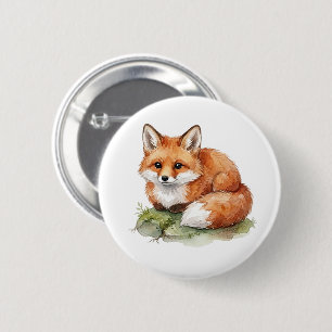 Aquarell-Fuchs-Rundbutton-Abzeichen Button