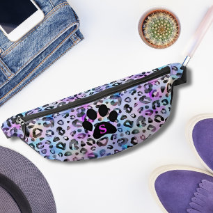 Aquarell Fuchsia Leopardenprint Schwarz Pfote Cool Bauchtasche