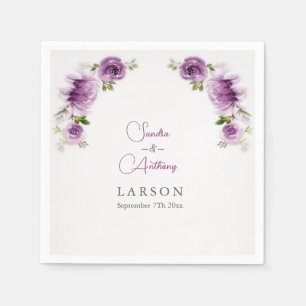 Aquarell Fuchsienrosen und Pfingstrosen Hochzeit Serviette