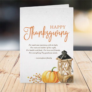 Aquarell Füllhorn Kürbis Thanksgiving Gedicht Karte