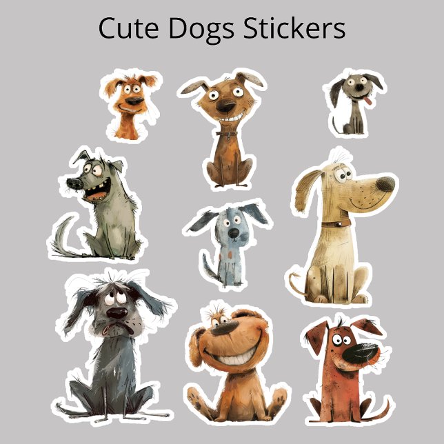 Aquarell Funny Crazy Hunde Danke Stickers Aufkleber (Von Creator hochgeladen)