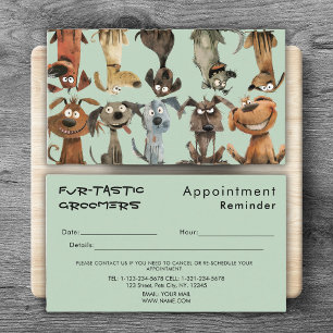 Aquarell Funny Dog Groomer Boutique Blau Terminkarte