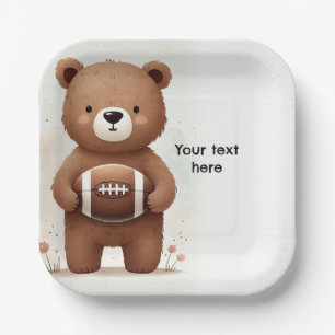 Aquarell-Fußball-Teddybär 1. Geburtstagsfeier Pappteller