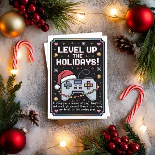 Aquarell-Gaming-Gamer-Weihnachtskarte Feiertagskarte