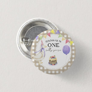 Aquarell-Gans 1. Geburtstag Button