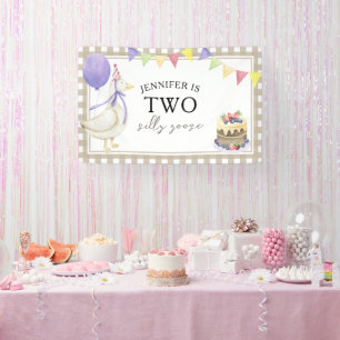 Aquarell-Gans 2. Geburtstags-Willkommen Banner