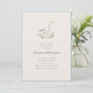 Aquarell-Gans-Blumen Süße Verspielte Babyparty Einladung