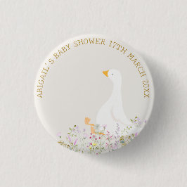 Aquarell Gänse Wildblume Kinderdusche Button