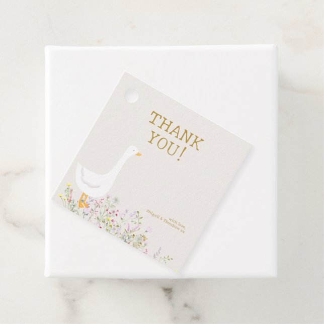 Aquarell Gänse Wildblume Kinderdusche Geschenkanhänger (Beispiel)