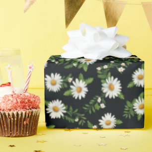 Aquarell-Gänseblümchen auf Schwarz Geschenkpapier