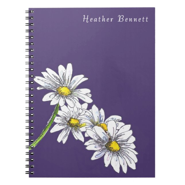 Aquarell-Gänseblümchen-Boho-Weihnachtsgeschenk Notizblock (Vorderseite)