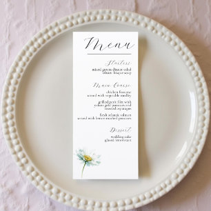 Aquarell-Gänseblümchen Elegante Florale Hochzeit Menükarte