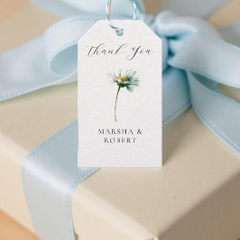 Aquarell-Gänseblümchen-elegante Hochzeitsblumen Geschenkanhänger
