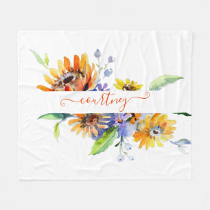 Aquarell-Gänseblümchen personalisiert Fleecedecke