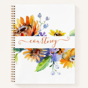 Aquarell-Gänseblümchen personalisiert Notizbuch