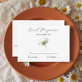 Aquarell-Gänseblümchen-Rustikale-Floral-QR-Code-Ho RSVP Karte