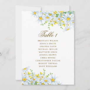 Aquarell-Gänseblümchen-Sitzplan. Florale Hochzeit Einladung