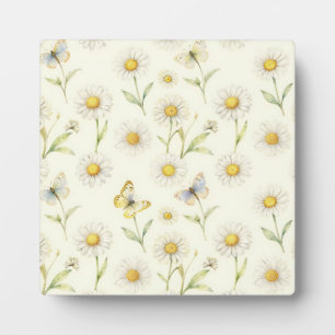 Aquarell-Gänseblümchen-und-Schmetterling-Wiesenmus Fotoplatte