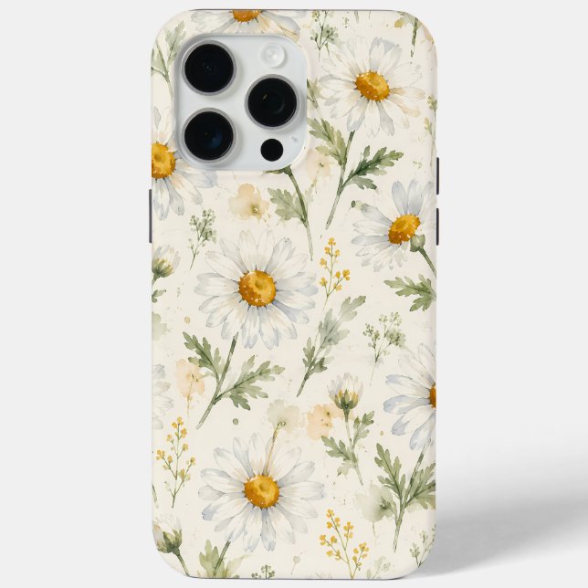 Aquarell-Gänseblümchen-Wildblumen-Botanik Case-Mate iPhone Hülle (Rückseite)