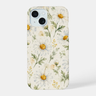 Aquarell-Gänseblümchen-Wildblumen-Botanik iPhone 15 Hülle