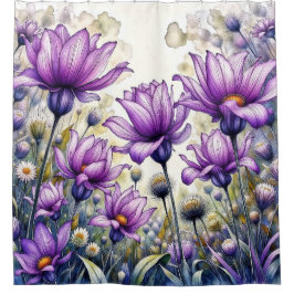 Aquarell-Gänseblumen-Blumendesign Duschvorhang
